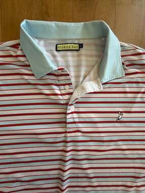 Mobile Bay Men's Striped Polo Shirt XXL